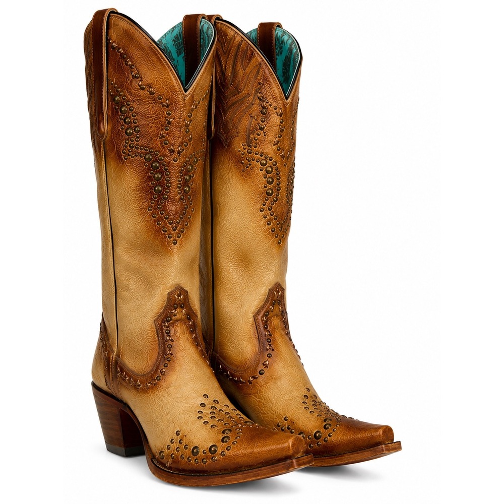 NEW Corral Metallic Bronze Studded Western Tall Cowboy Boots Rodeo Glam 7.5M